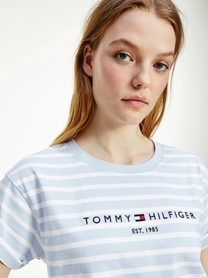 Tommy Hilfiger dámske modré pruhované tričko - XS (0BE)