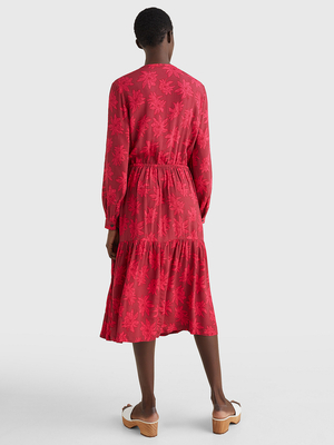 Tommy Hilfiger dámske červené vzorované šaty - 36 (0JV)