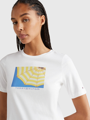 Tommy Hilfiger dámske biele tričko - M (01W)