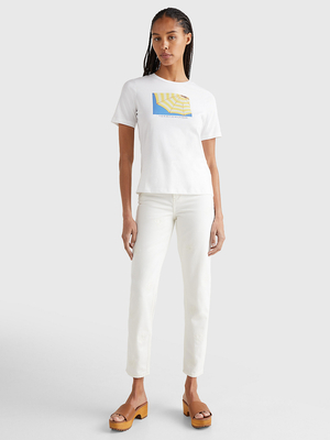 Tommy Hilfiger dámske biele tričko - XS (01W)