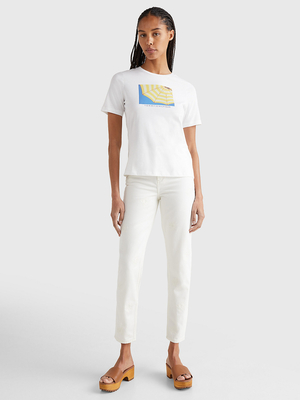 Tommy Hilfiger dámske biele tričko - M (01W)