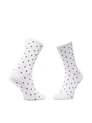 Tommy Hilfiger dámske biele a modré ponožky 2 pack Dot - 35/38 (WHI)