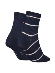 Tommy Hilfiger dámske tmavo modré ponožky 2pack - 35/38 (NAV)