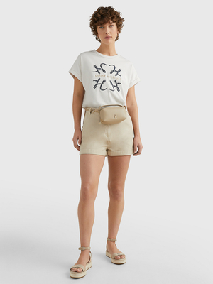 Tommy Hilfiger dámske krémové tričko - XS (AC0)