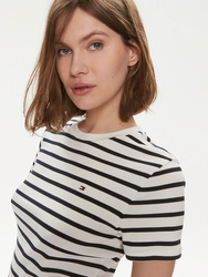 Tommy Hilfiger dámske pruhované tričko - S (0BF)