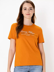 Tommy Hilfiger dámske oranžové tričko - XS (SFM)