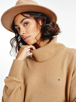Tommy Hilfiger dámske béžové šaty Softwool - M (GW8)