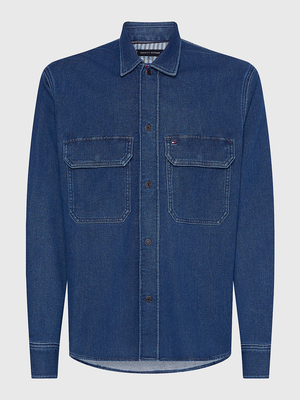 Tommy Hilfiger pánska modrá džínsová košeľa - M (1BF)
