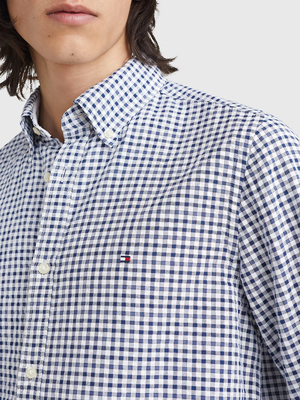 Tommy Hilfiger pánska modrá kockovaná košeľa - L (0MS)