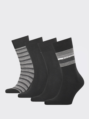 Tommy Hilfiger pánske čierno šedé ponožky Box 4 pack - 39 (002)