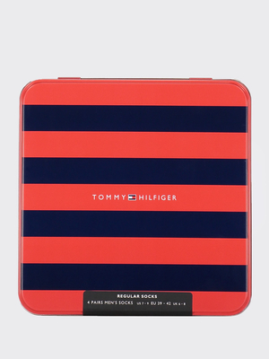 Tommy Hilfiger pánske čierno šedé ponožky Box 4 pack - 39 (002)