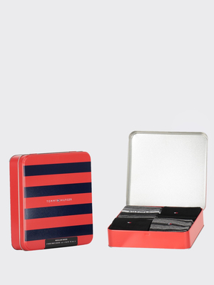 Tommy Hilfiger pánske čierno šedé ponožky Box 4 pack - 39 (002)