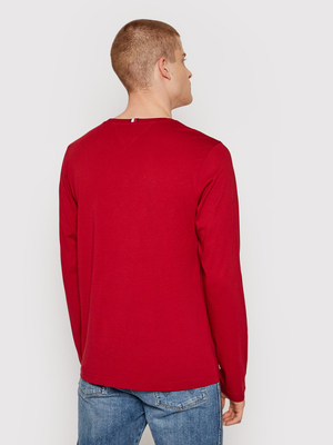 Tommy Hilfiger pánske červené tričko s dlhým rukávom - M (XIT)
