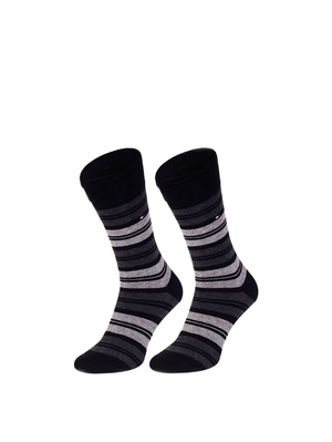 Tommy Hilfiger pánske šedo čierne ponožky Box 3 pack - 39 (002)