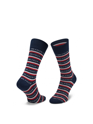 Tommy Hilfiger pánske modro červeno biele ponožky Box 3 pack - 39 (001)