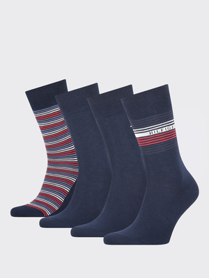 Tommy Hilfiger pánske modro červeno biele ponožky Box 4 pack - 39 (001)