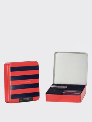 Tommy Hilfiger pánske modro červeno biele ponožky Box 4 pack - 39 (001)