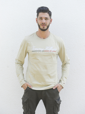 Tommy Hilfiger pánske béžové tričko - XS (RB7)