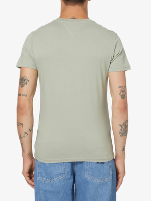 Tommy Jeans pánske zelené tričko ENTRY FLAG - S (PMI)