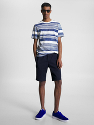 Tommy Hilfiger pánske pruhované tričko - L (0A4)