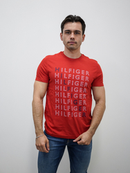 Tommy Hilfiger pánske červené tričko - S (XNJ)
