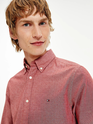 Tommy Hilfiger pánska červená vzorovaná košeľa - L (XIT)