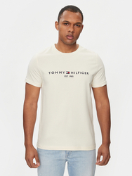 Tommy Hilfiger pánske krémové tričko Logo - M (AEF)