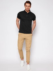 Tommy Hilfiger pánske čierne polo tričko - S (BDS)