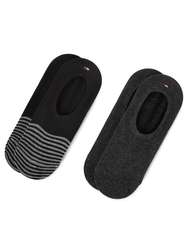 Tommy Hilfiger pánske čierne ponožky 2 pack - 43 (BLACK)