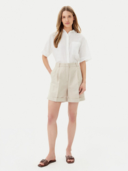 Tommy Hilfiger dámske ľanové béžové šortky - 34 (ACI)