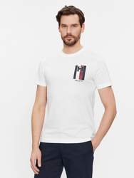 Tommy Hilfiger pánske biele tričko Emblem - L (YBR)