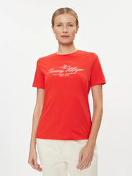 Tommy Hilfiger dámske červené tričko - XS (SNE)