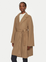 Tommy Hilfiger dámsky hnedý vlnený kabát  - 36 (GWE)