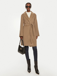 Tommy Hilfiger dámsky hnedý vlnený kabát  - 36 (GWE)