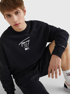 Tommy Jeans pánska čierna mikina MODERN ESSENTIAL SIG CREW - L (BDS)