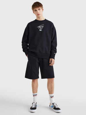 Tommy Jeans pánska čierna mikina MODERN ESSENTIAL SIG CREW - L (BDS)