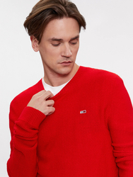 Tommy Jeans pánsky červený sveter - L (XNL)