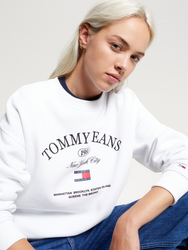 Tommy Jeans dámska biela mikina - S (YBR)