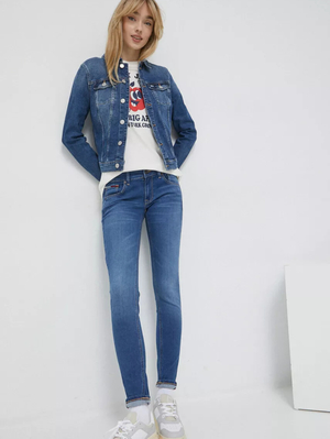 Tommy Jeans dámska modrá džínsová bunda - XS (1A5)