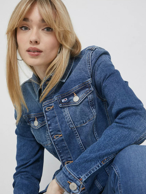 Tommy Jeans dámska modrá džínsová bunda - XS (1A5)