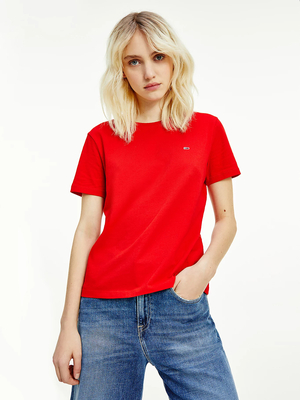 Tommy Jeans dámske červené tričko Jersey - S (XNL)