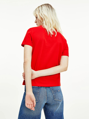 Tommy Jeans dámske červené tričko Jersey - S (XNL)