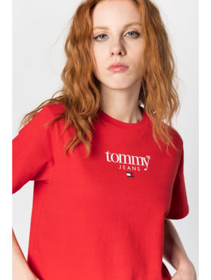 Tommy Jeans dámske červené tričko - L (XNL)