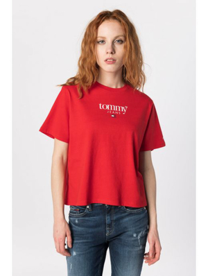 Tommy Jeans dámske červené tričko - L (XNL)