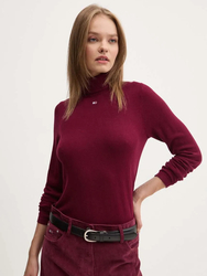 Tommy Jeans dámsky vínový rolák - L (VLP)