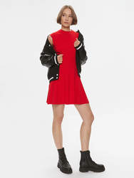 Tommy Jeans dámske červené každodenné šaty Babylock - L (XNL)