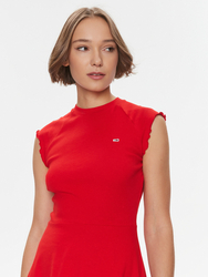 Tommy Jeans dámske červené šaty Babylock - L (XNL)