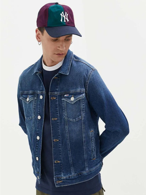 Tommy Jeans pánska tmavo modrá džínsová bunda - M (1BK)