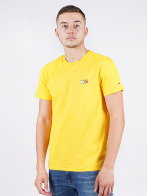 Tommy Jeans pánske žlté tričko CHEST LOGO - L (ZFS)