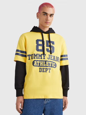 Tommy Jeans pánske žlté tričko Skater - S (ZFM)